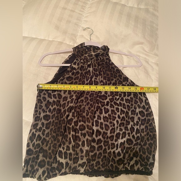 ENFOCUS STUDIO L stretch waist button neck cheetah top women’s lacey feel - Picture 13 of 15